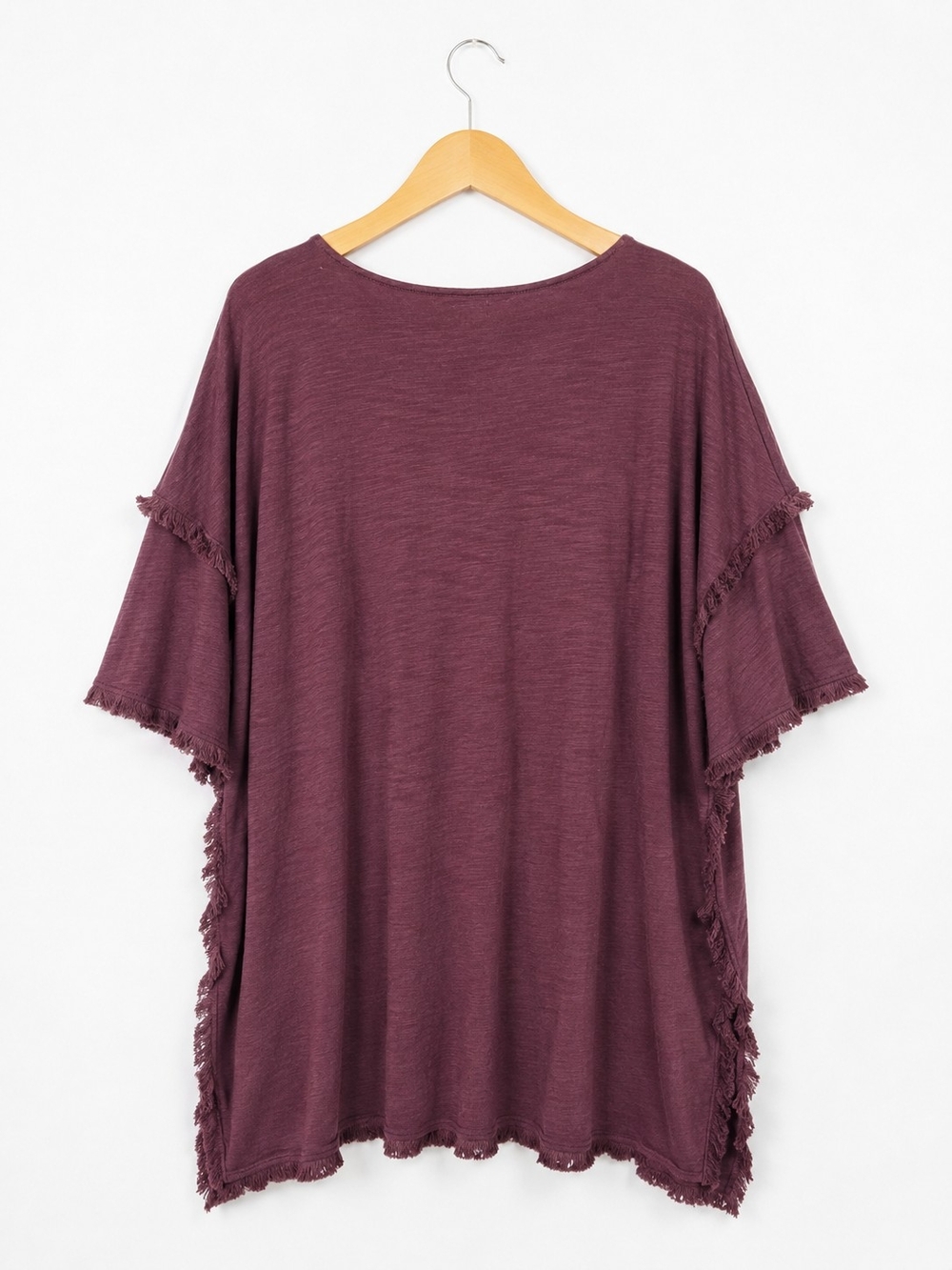 UMGEE Women's Fringed Sleeve Tunic Top - Plum - Picture 4 of 6
